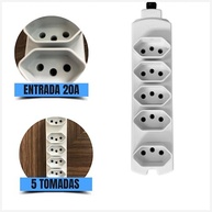 Extensão Régua 5 Tomadas 20A Branca 1,5m Bivolt: Potência e Segurança para Sua Casa - imagem 3