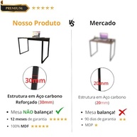 Mesa Escrivaninha Gamer Estilo Industrial 100x60cm MDF Premium Branco e Aço Carbono – Design Moderno para Jogos e Trabalho - imagem 5
