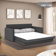 Sofá-Cama 3 Lugares Queen Aurora Herval - Conforto e Estilo em Grafite Fechado - imagem 3