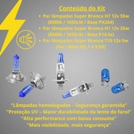Kit 6 Lâmpadas Super Branca 8500K H1, H7 e T10 - Iluminação Potente e Segura - imagem 3