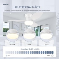 Ventilador de Teto com Luz e Controle Remoto 25" - 6 Velocidades, Bivolt, Iluminação RGB - imagem 4
