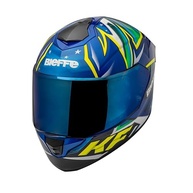 Capacete Fechado Bieffe B-12 KF Azul Metálico/Verde - Segurança e Estilo para Sua Moto - imagem 3
