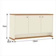 Kit Escritório Buffet e Armário Berlin - Design Moderno em Offwhite/Naturale | Vianossa - imagem 3