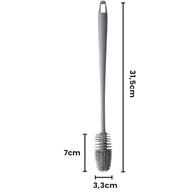 Kit 2 Escovas de Silicone Multiuso para Limpeza - Branco e Cinza - 31,5cm com Cabo Anatômico - imagem 4