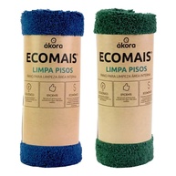 Kit Ecomais Limpa Piso Área Interna 40x60cm - Microfibra Azul e Verde - imagem 1