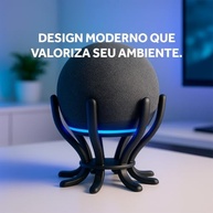 Suporte Echo Dot 4ª e 5ª Geração TimeClick com LED Azul - Base Aranha Moderna em PLA Ecológico (Preto Fosco) - imagem 3