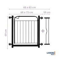 LideraMix - Portão de Segurança Ajustável para Pets e Crianças | 68-83cm | Aço com Pintura Epóxi - imagem 3