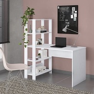 Escrivaninha com Estante Lateral MATCH Branco – Design Moderno e Funcionalidade Inteligente - imagem 3