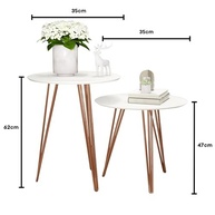 Conjunto com 2 Mesinhas Laterais Redondas com Pés de Ferro - Design Moderno para Sala e Cômodos - imagem 4