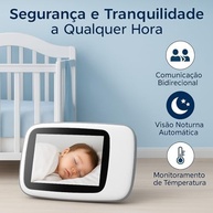 Câmera para Bebês com Visão Noturna, Áudio Bidirecional e Monitoramento de Temperatura - Tela 3.2" - imagem 3