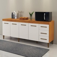 Balcão Atenas 4 Portas e 3 Gavetas Kaiki Móveis Nature/off White - Organização e Estilo para sua Cozinha - imagem 2