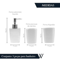 Conjunto 3 Peças para Banheiro Wolff Lines Branco - Organização Elegante e Moderna - imagem 3