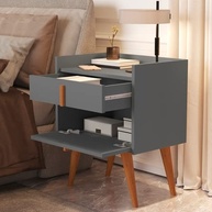 Mesa de Cabeceira Onix 1188 com Porta e Gaveta - Estilo Retrô com Pés Palito - imagem 3