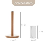 Porta Papel Toalha de Bambu 14x26cm - Design Moderno e Resistente para Cozinha - imagem 3
