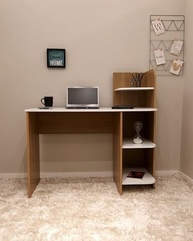 Escrivaninha com 3 Prateleiras LINK Carvalho e Branco – Design Moderno para Estudos e Trabalho - imagem 4