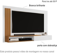 Painel para TV Smart até 50" Branco/Nature - Design Moderno com Prateleira e Porta - imagem 3