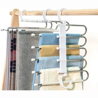 Cabide Dobrável para Calças 5 Espaços - Plástico e Aço Inox | Organize com Estilo e Praticidade - imagem 1