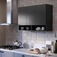 Armário Multiuso Aéreo 3 Portas Milão – Design Moderno para Cozinha, Quarto e Sala (Preto) - imagem 1
