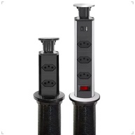 Torre de Tomada Retrátil Embutir: 3 Tomadas + USB-C e USB Padrão (Preto) - Elegância e Praticidade - imagem 2