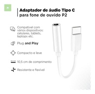 Conversor P2 para USB-C: Áudio Digital de Alta Qualidade para Fones e Celulares - imagem 4