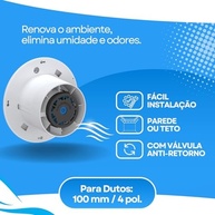Renovador de Ar Exaustor Ultra Silencioso Sonora 10 - Sicflux 100mm | Combate Umidade, Mofo e Mau Cheiro - imagem 4