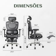 Cadeira de Escritório Ergonômica Monaco BT07 - Malha Respirável, Suporte Lombar e Até 200kg - imagem 3