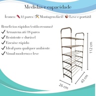 Sapateira Multiuso de Aço Inox 6 Andares - Organize com Estilo e Praticidade - imagem 3