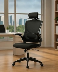 Cadeira de Escritório Presidente U-STAR Ergonômica com Encosto Mesh Respirável e Ajuste Lombar - imagem 2