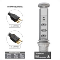 Torre de Tomada Retrátil Bivolt com USB-A e USB-C - 3 Tomadas 20A para Embutir - imagem 4