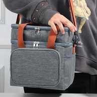 Bolsa Térmica Marmita com Alça de Ombro - Grande, 2 Andares, para Trabalho, Academia e Passeios - imagem 3
