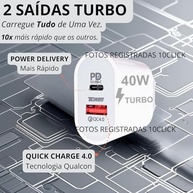 Carregador Turbo 40W 10CLICK® para iPhone 17/16/15 e iPad - Duas Saídas USB-C/USB-A, PD, Ultra Resistente - imagem 5