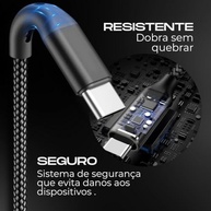 Cabo USB-C 2M Turbo 60W Ultra Rápido: Nylon Trançado, Carregamento e Dados - imagem 5