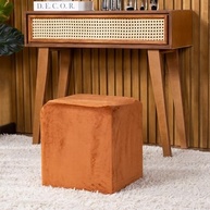 Capa de Puff Quadrado em Veludo Suede Terracota - Proteção e Estilo para Banquinhos - imagem 3