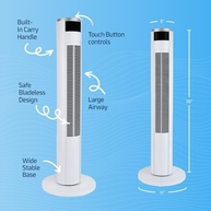 Ventilador de Torre Silencioso com 3 Velocidades, Oscilação e Controle Remoto - Ideal para Quarto e Escritório - imagem 3