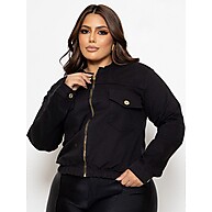Jaqueta Jeans Plus Size Feminina com Zíper e Lycra - imagem 5