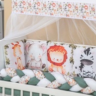 Kit Berço 12 Peças com Saia e Protetor Safari Zoo - Decoração Encantadora para Quarto de Bebê - imagem 4