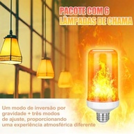 Kit 6 Lâmpadas LED Efeito Chama E27 3W 1400K - 4 Modos para Decoração Incrível - imagem 4