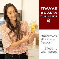 KIT 6 Potes de Vidro Retangular com Tampa Hermética 640ml - Design Elegante e Armazenamento Seguro - imagem 5