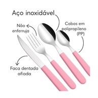Conjunto de Talheres Rosa 25 Peças com Organizador - Jogo de Talheres Elegante e Durável - imagem 4