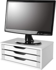 Suporte de Monitor com 3 Gavetas em MDF Branco - Organize e Eleve Sua Mesa - imagem 1