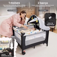 Berço Portátil 3 em 1 com Mosquiteiro, Trocador e Mobile - Conforto e Segurança até 15kg - imagem 5