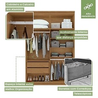Guarda-Roupa Solteiro 4 Portas 2 Gavetas Alonzo - Design Clean Moderno em Amêndoa e Branco - imagem 5