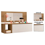 Penteadeira Joy com Espelho e 1 Gaveta - Design Compacto em Branco/Natural - imagem 5