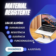 Suporte para Notebook em Alumínio Articulado 17" | Ajustável, Dobrável e Ergonômico - imagem 4