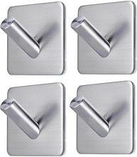 Kit 4 Ganchos de Parede Autoadesivos em Aço Inox – Sem Furo, Resistente à Umidade e Ferrugem, para Banheiro, Cozinha e Lavanderia - imagem 1