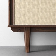 Rack para TV 75" em Madeira Imbuia com Portas de Correr em Palha Natural Simona - Design Minimalista Exclusivo 175 cm - imagem 5