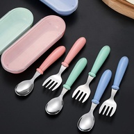 Conjunto de Talheres Infantil Colorido em Aço Inoxidável - Rosa | Design Ergonômico e Seguro para Crianças - imagem 4