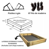Cama Box Baú Casal 48cm Reforçada com Blindagem em Corino Branco - imagem 3