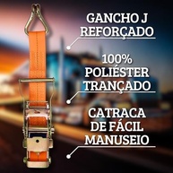Kit 2x Cinta Catraca 1500kg: Amarração Segura para Cargas em Caminhão, Carreta e Moto - imagem 3