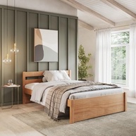 Cama de Casal em Madeira Maciça 140x190 Unique Yescasa Amêndoa - Design Elegante e Durabilidade - imagem 2